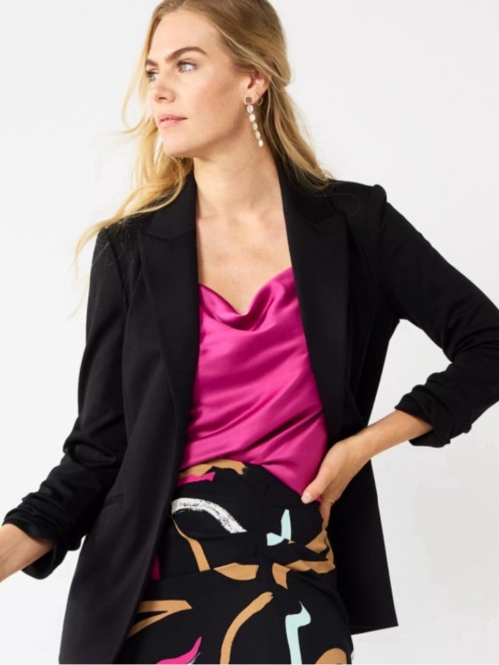 Black Open-Front Tailored Blazer Size XS